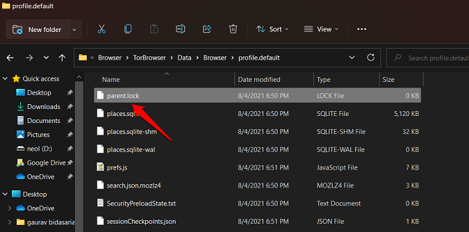 Eliminar el archivo parent.lock en el navegador Tor