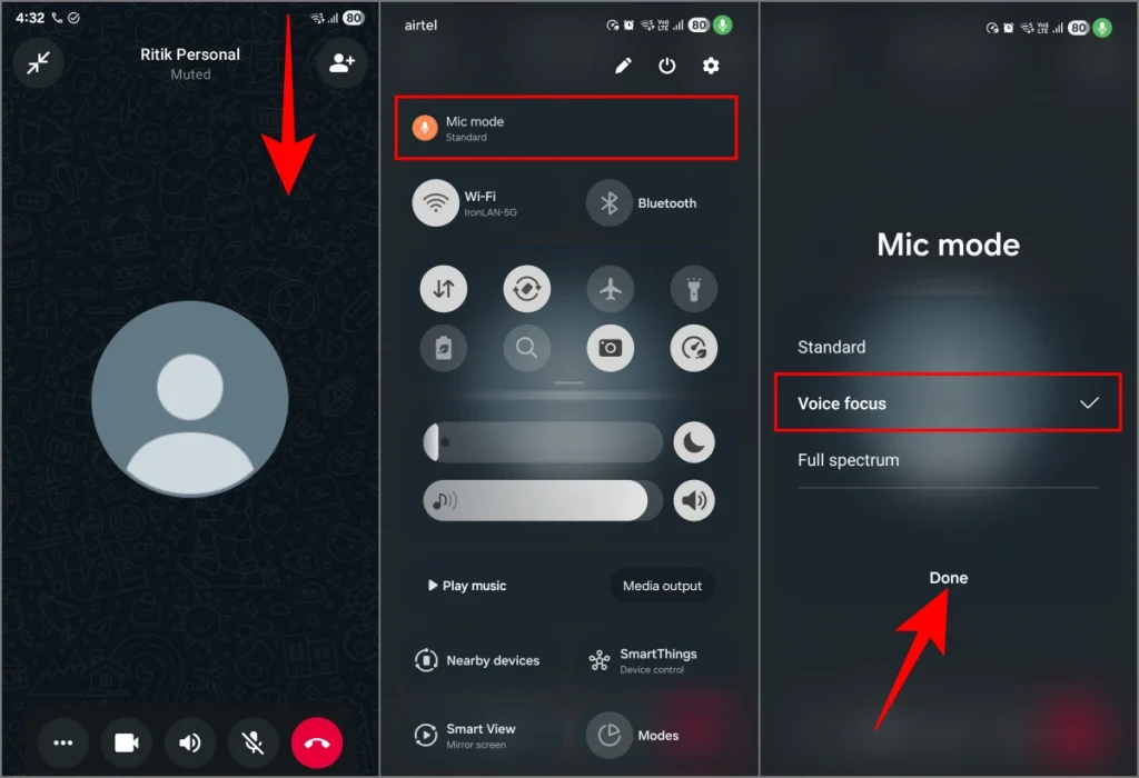 Usando el enfoque de voz de Samsung para mejorar la claridad de la voz en las llamadas de WhatsApp