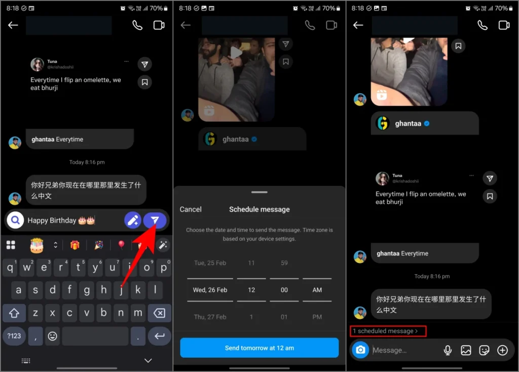 Programar un mensaje directo en la aplicación Instagram