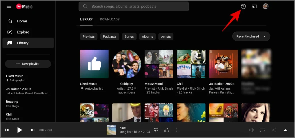 Eliminar una música o pista de la historia de la música de YouTube en la computadora