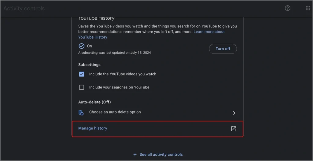 Eliminar todo el historial de escucha de música de YouTube en PC