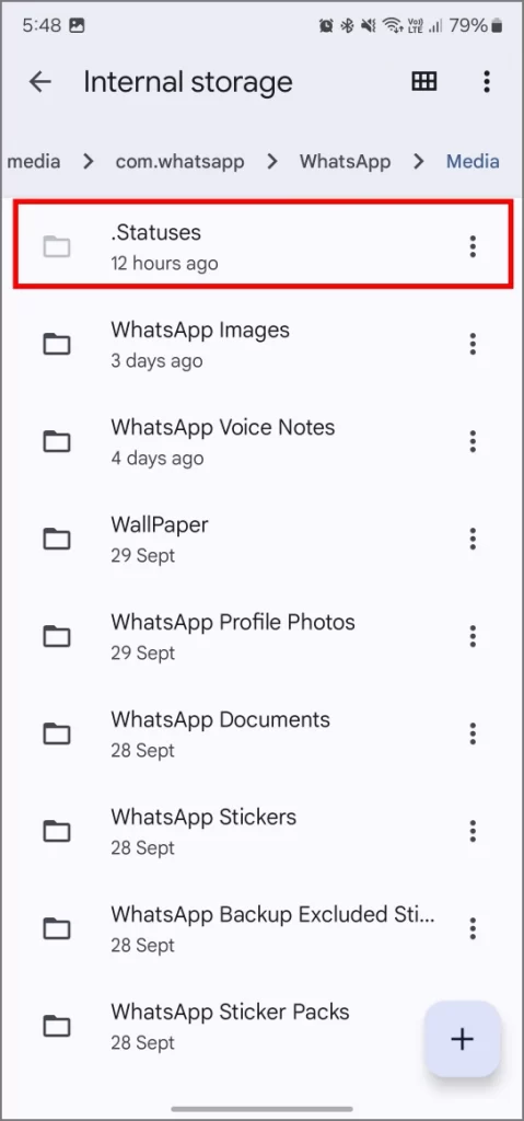 Ver el estado de WhatsApp en File Manager