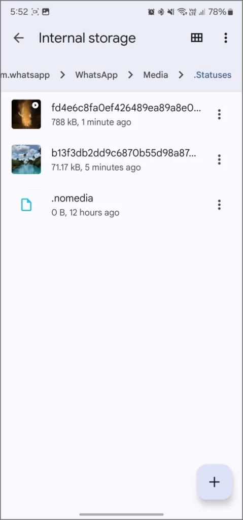 Ver el estado de WhatsApp en File Manager