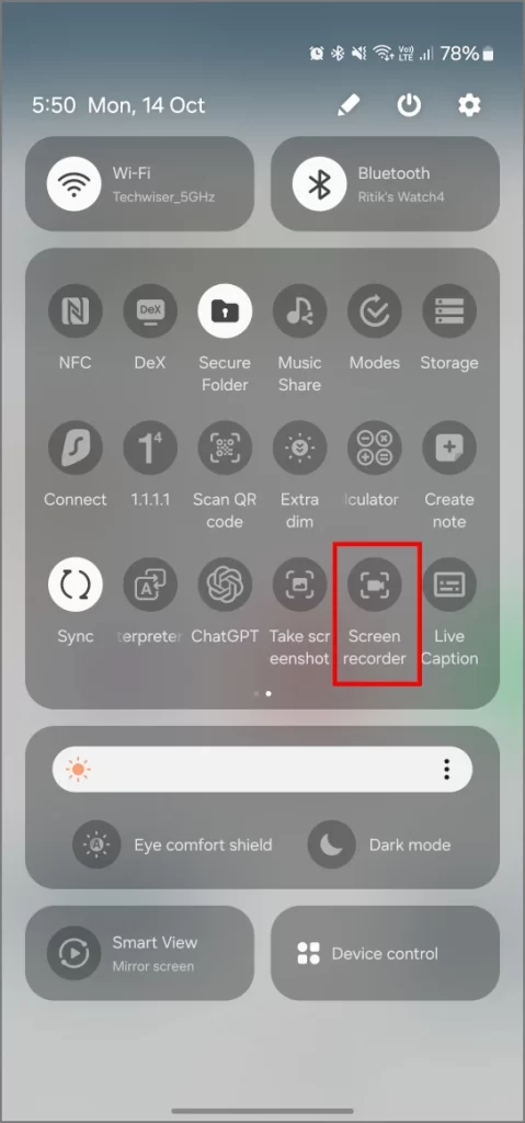 Pantalla grabar WhatsApp Video en el teléfono Android
