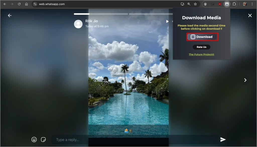 Descargue el video fotográfico de estado de whatsapp en PC usando la extensión de Chrome