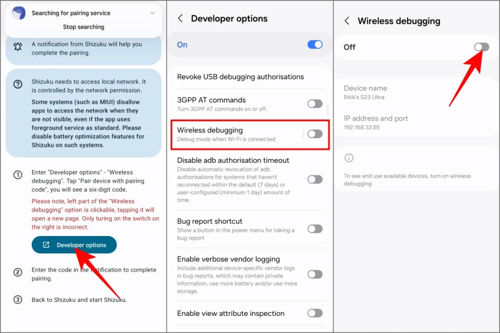 Configuración de la aplicación Shizuku en el teléfono Android