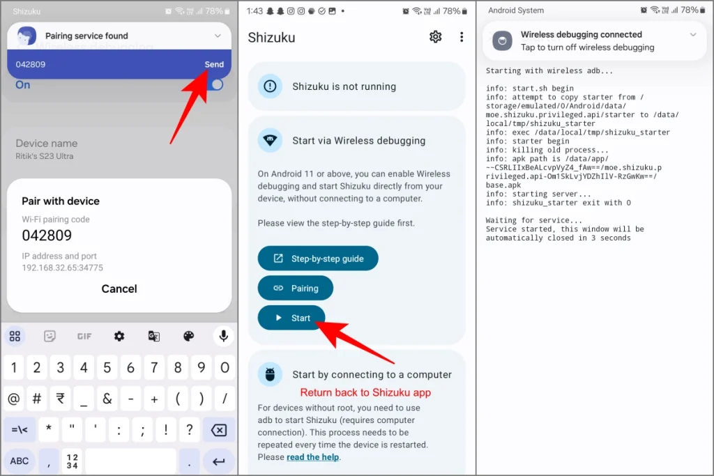 Configuración de la aplicación Shizuku en el teléfono Android