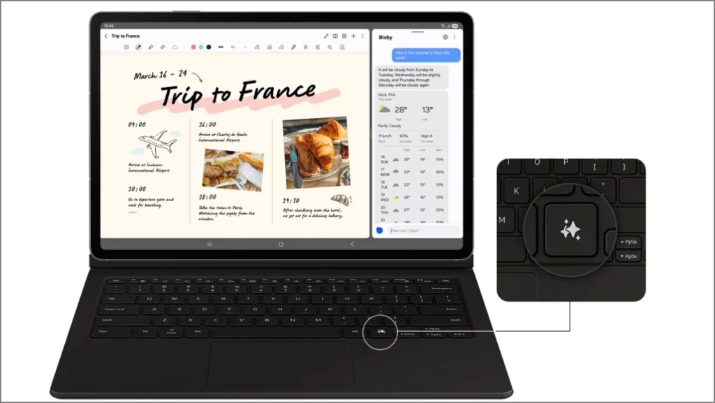 Botón Galaxy AI en la serie Samsung Galaxy Tab S10 Fe