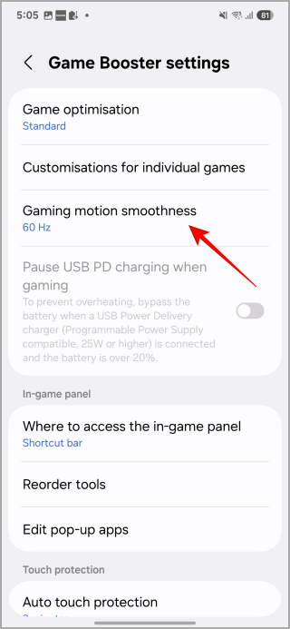 Tasa de actualización de juegos en Samsung One UI 7