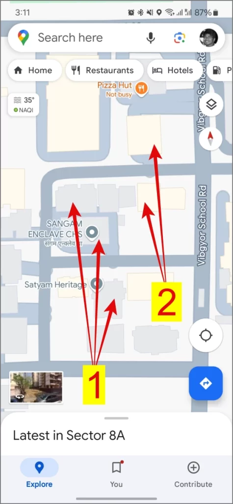 Edificio de colores que significan en Google Maps
