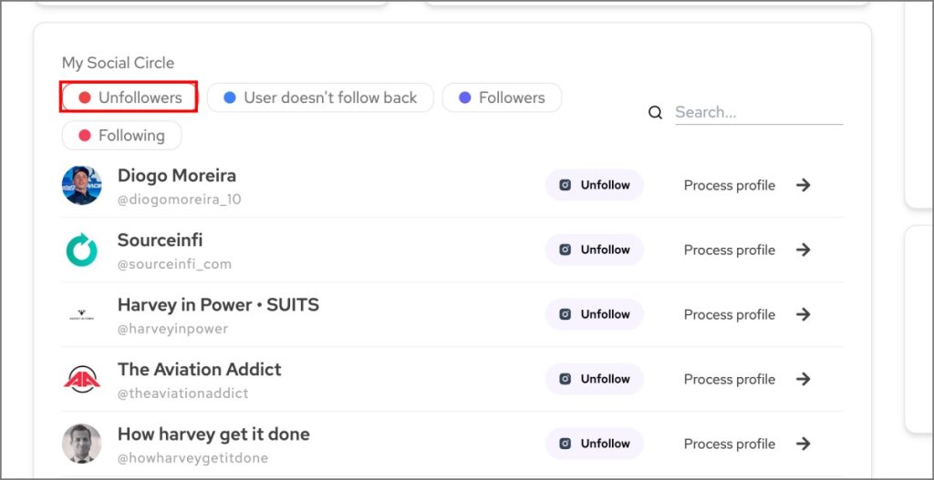 Instagram Lista de ficatadas en la extensión de Lol Chrome