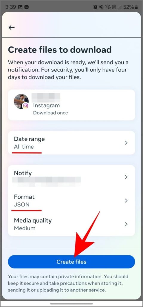 Descargar seguidores y seguir información en la aplicación Instagram