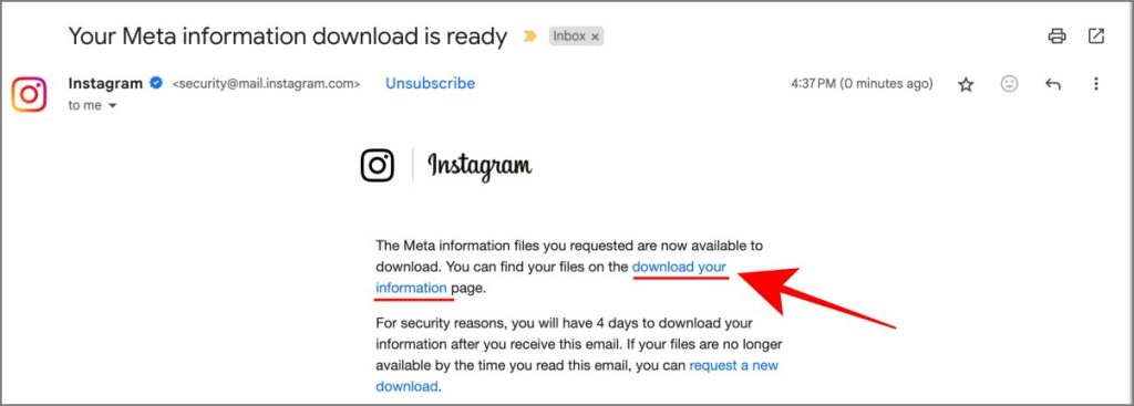 Descargue su correo electrónico de información desde Instagram