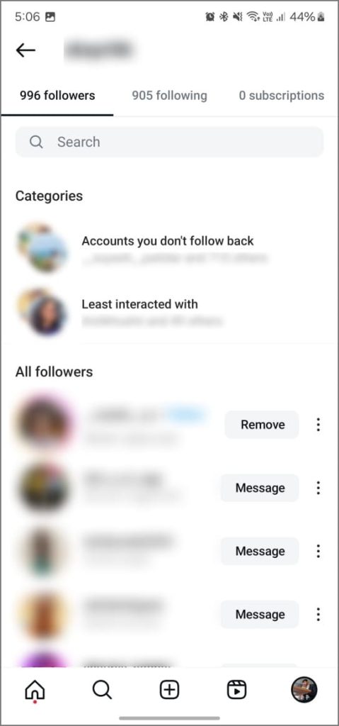 Verifique manualmente quién te sigue en Instagram