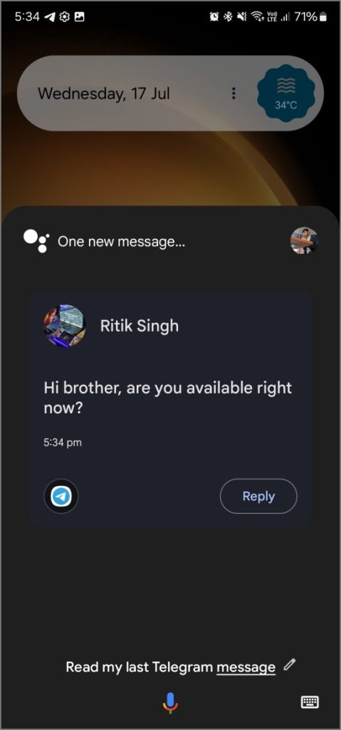 Pedirle al asistente de Google que lea el mensaje Telegram sin marcarlo como se ve