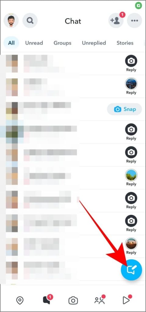 Creación de grupo en Snapchat