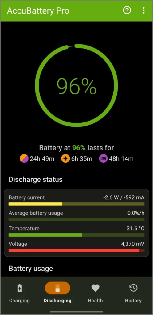 No ver la aplicación de salud de la batería del teléfono en la aplicación Accubattery