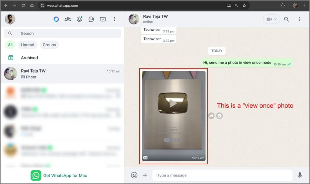 Ver la vista de WhatsApp una vez en la PC