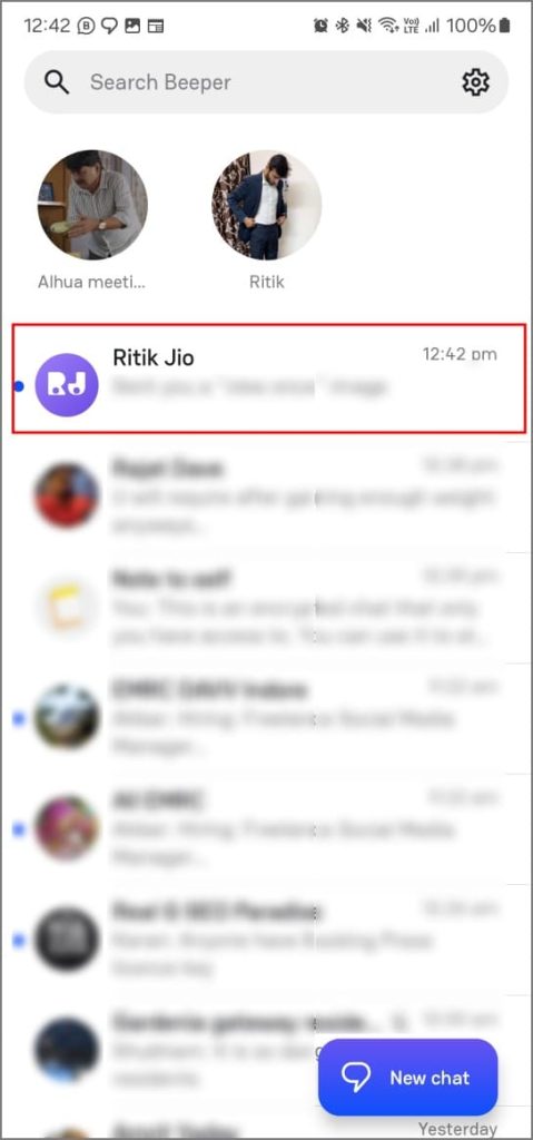 Guardar WhatsApp Vista Una vez fotos en la aplicación Beeper en Android