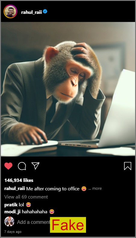 Publicación falsa de Instagram