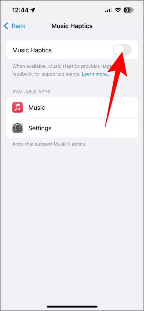 Activar los hápticos musicales en la configuración de iOS 18