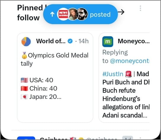 Aplicación de Twitter en Galaxy Z Flip 6 Pantalla de portada