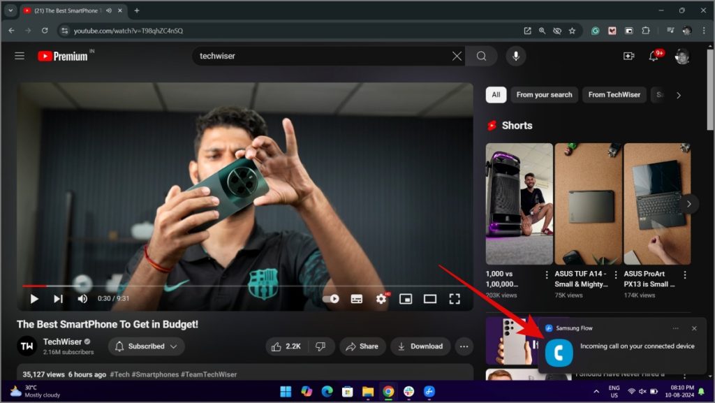 Ver notificaciones del teléfono Galaxy en PC
