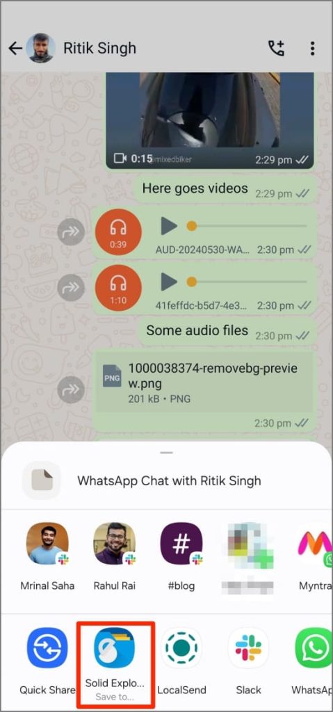 Exportar la función de chat en WhatsApp en Android