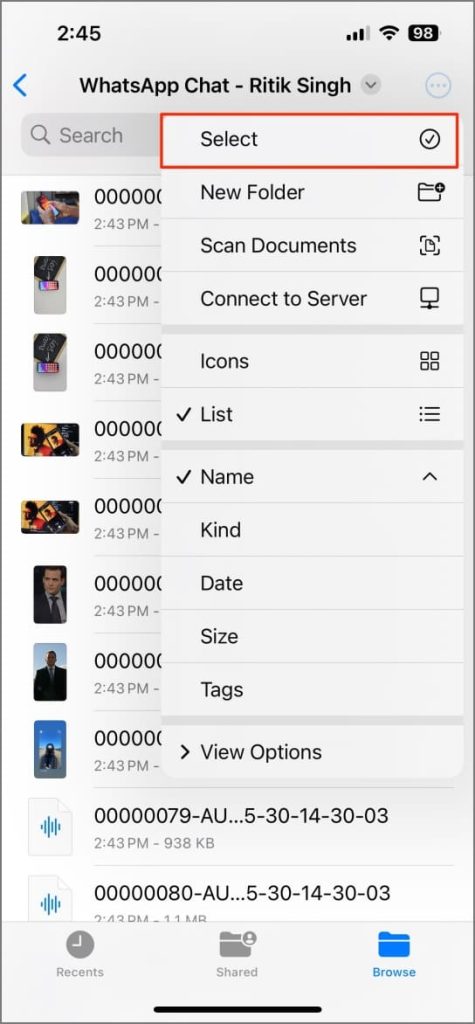 Guardar medios de whatsapp exportados en la aplicación Photos en iPhone