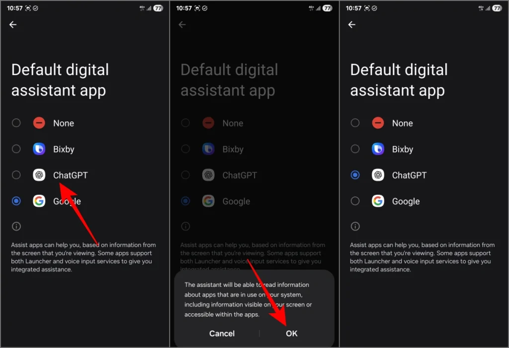Configuración de chatgpt como asistente digital predeterminado en Android