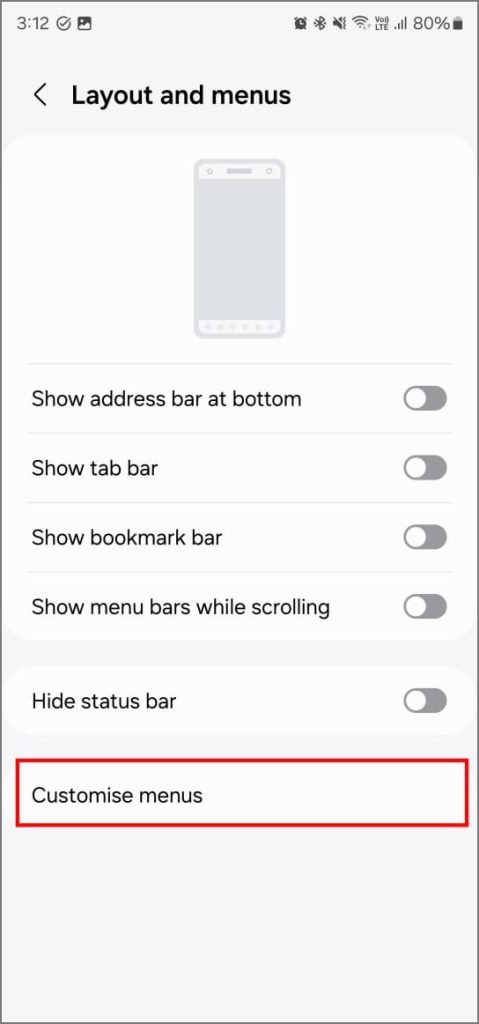 Personalizar los menús en Internet de Samsung