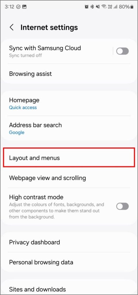 Personalizar el diseño y los menús en Internet de Samsung