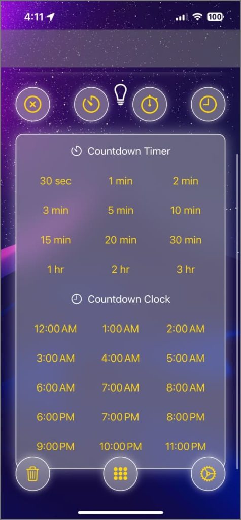 Aplicación de temporizador de antorcha para iPhone