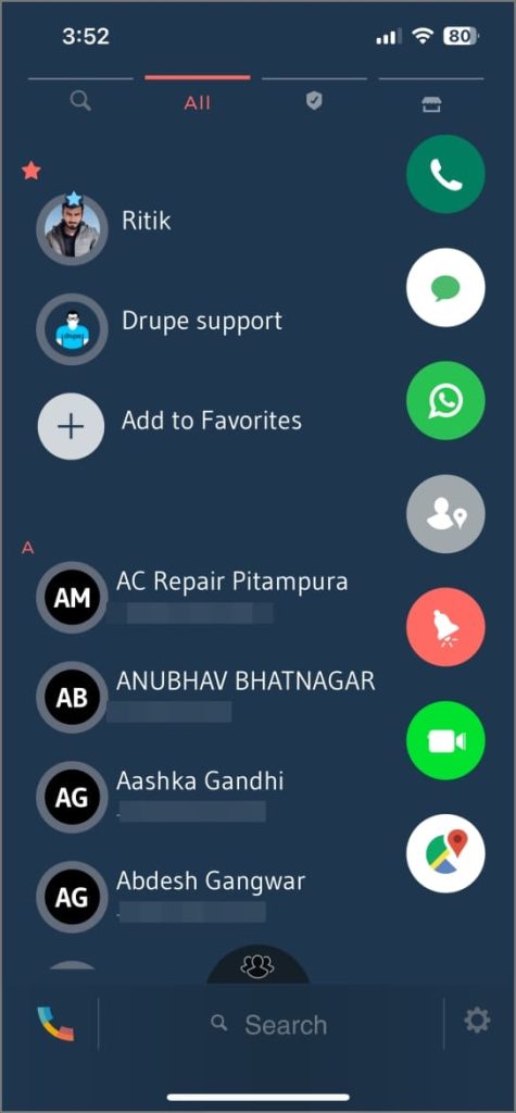 Dialer Drupe en iPhone