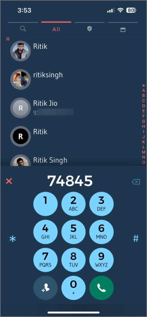 Dialer Drupe en iPhone
