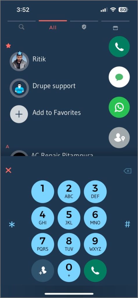 Dialer Drupe en iPhone