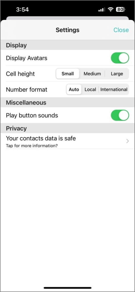 T9 Aplicación de marcador rápido en iPhone