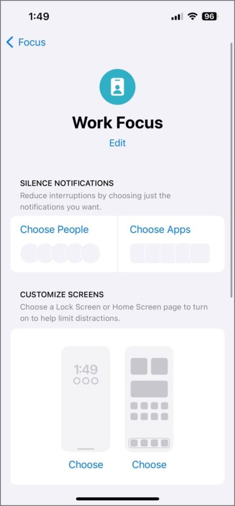 Modo de enfoque en iOS 17 Configuración en iPhone