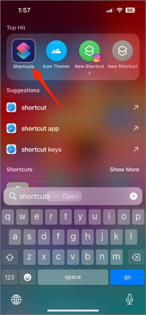 Aplicación de atajos en iPhone