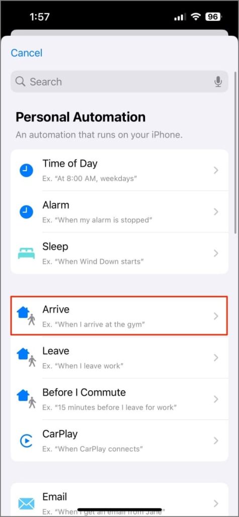 Automatización en la aplicación atajos en iPhone