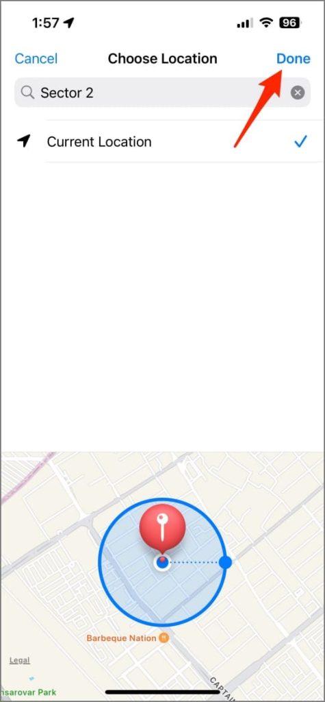 Automatización basada en la ubicación en la aplicación Atajots en iPhone