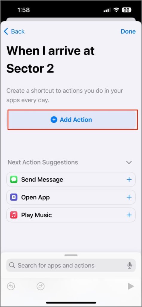 Automatización para silenciar iPhone basada en la ubicación en la aplicación atajos