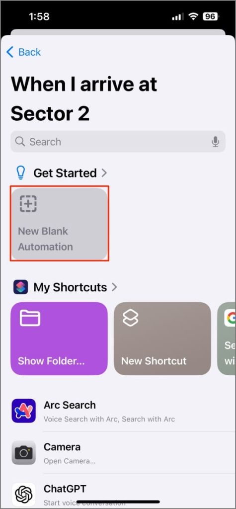 Automatización para silenciar iPhone basada en la ubicación en la aplicación atajos