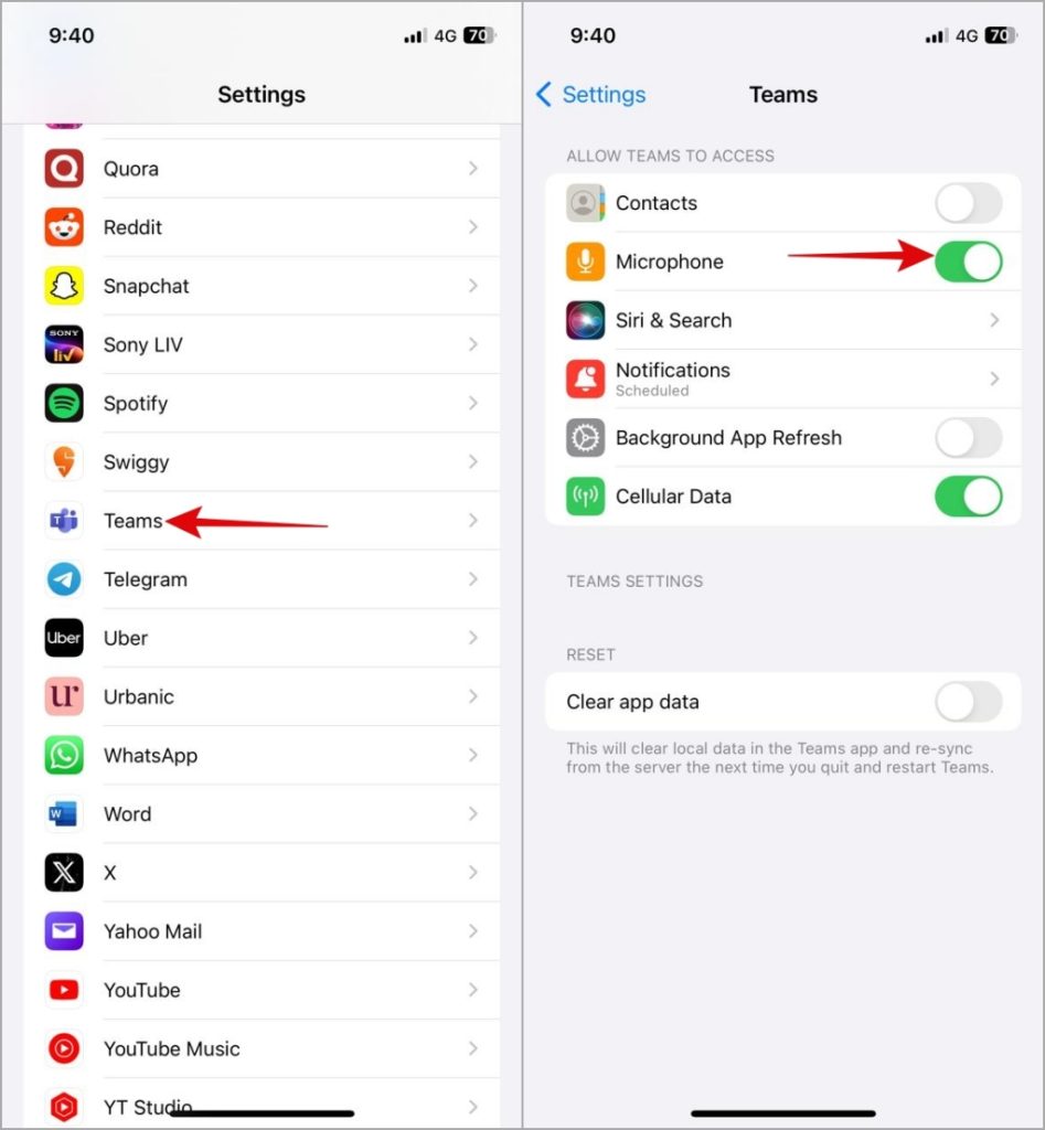 Permitir acceso de micrófono para equipos en iPhone