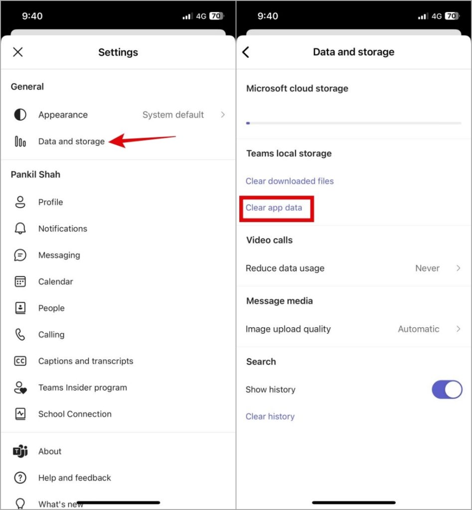 Clear los datos de la aplicación del equipo en el teléfono