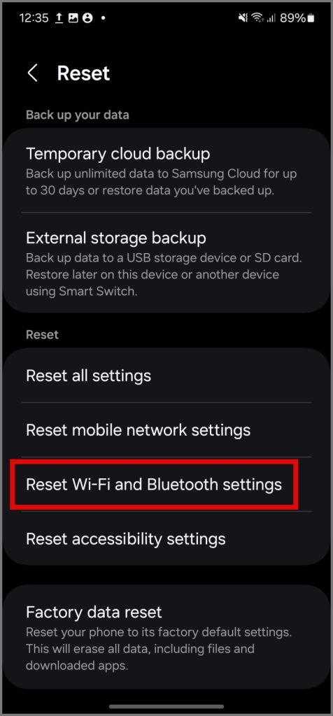 Restablecer la configuración de Wi-Fi y Bluetooth en Android