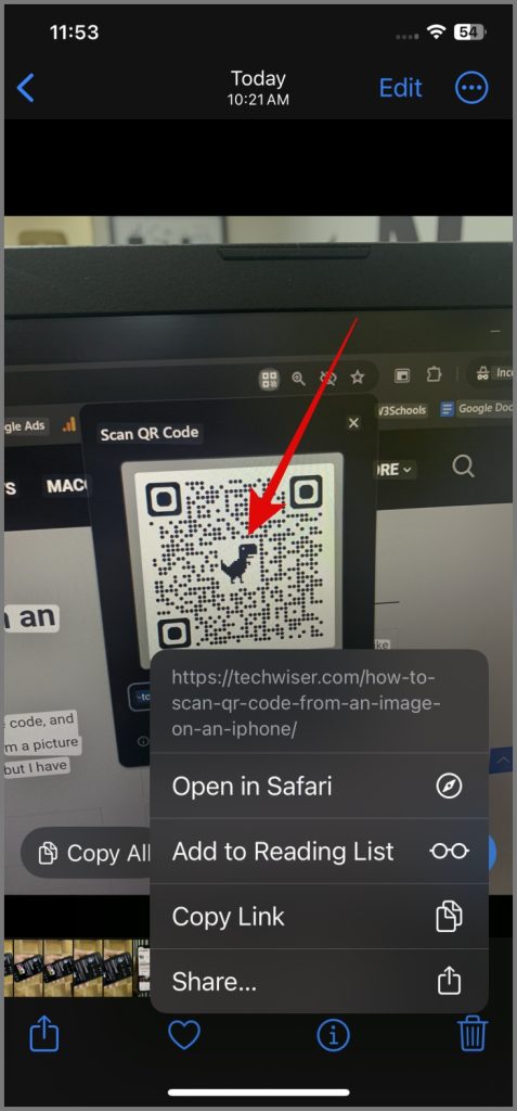 Toque el código QR Abra el contenido