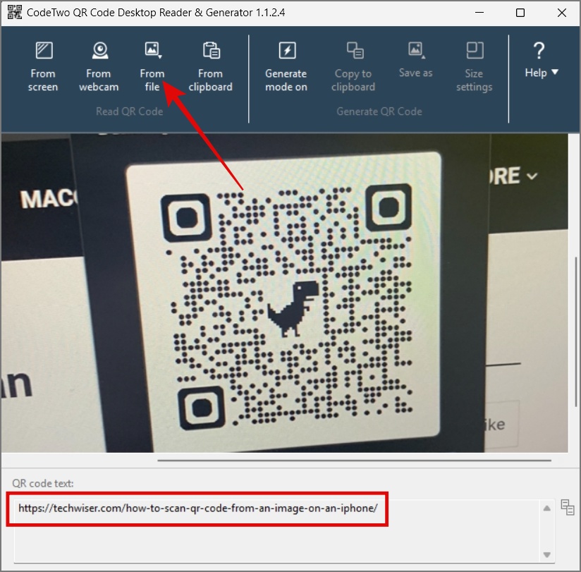 Lea el código QR en Windows