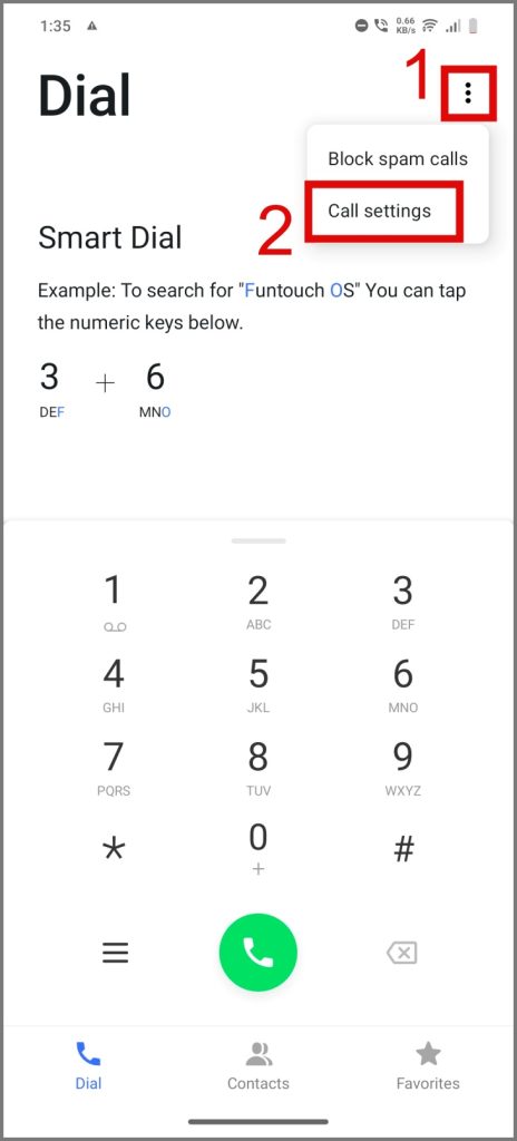 Ir a la configuración de llamadas en Vivo