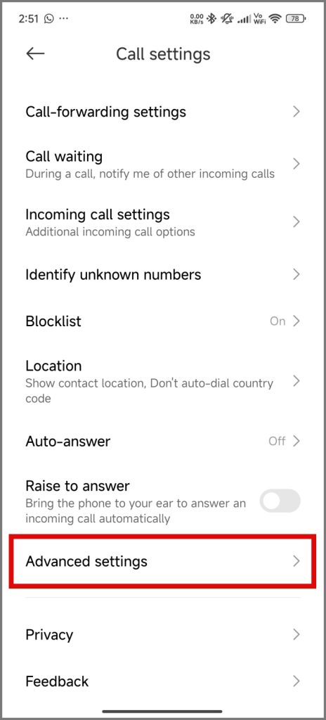 Vaya a configuraciones avanzadas en Redmi
